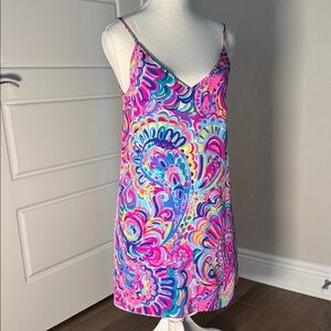Lilly Pulitzer Pink Blue Paisley Dress Lela silk dress in psychedelic sunshine